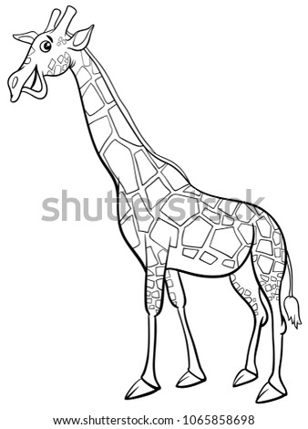 Black White Cartoon Illustration Giraffe Wild Stock Vector (Royalty ...