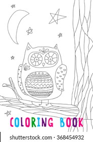 Black and White Cartoon Illustration of owl Livestock Big Group for Coloring Book for kids and adults