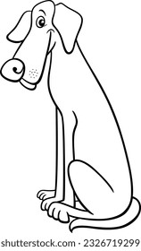 Black and white cartoon illustration of sitting Great Dane purebred dog animal character coloring page