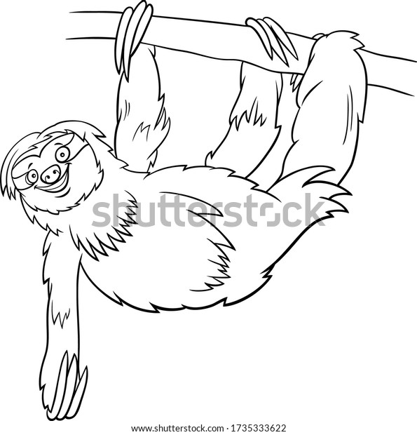 Black White Cartoon Illustration Sloth Wild Stock Vector (Royalty Free ...