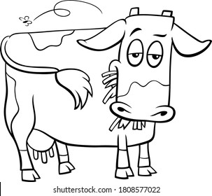 Black White Cartoon Illustration Spotted Cow Stock Vector (Royalty Free ...