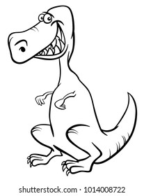 Black and White Cartoon Illustration of Tyrannosaurus Dinosaur Prehistoric Reptile Animal Character Coloring Book