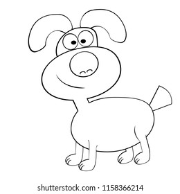 Black and White Cartoon Illustration of vector funny Dog Coloring Book
