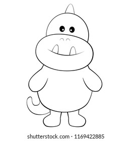 Black and White Cartoon Illustration of vector baby dino. Coloring book.