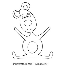 Black and White Cartoon Illustration of vector funny bear Coloring Book