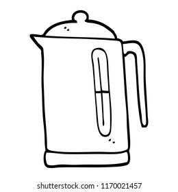 hervidor de dibujos animados en blanco y negro