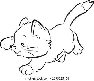 Black and White Cartoon Kitten