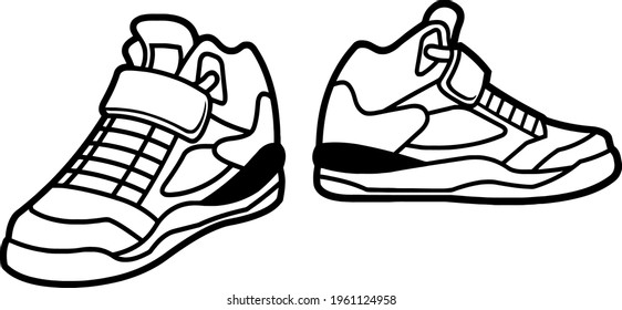 Black White Cartoon Modern Sneakers Vector Stock Vector (Royalty Free ...