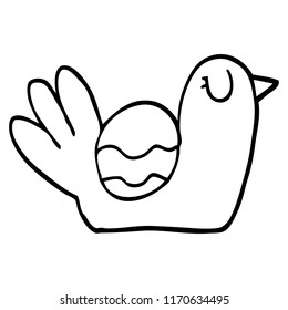 black and white cartoon nesting bird
