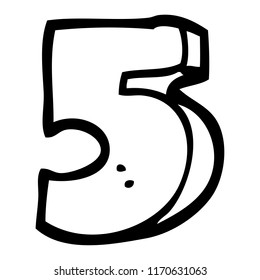 black and white cartoon number five