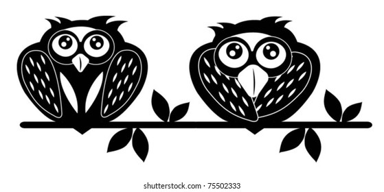 Black and white cartoon owl