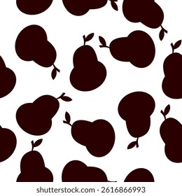Black and white cartoon pear repeat apple design for fabric print or wrapping 