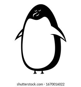 Black and white cartoon penguin vector illustration