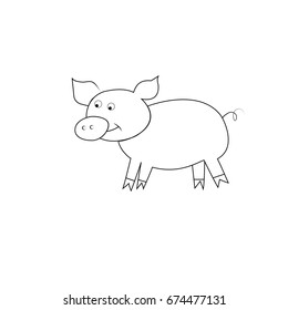 Black and white cartoon pig 