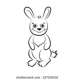 Black and white cartoon rabbit.
