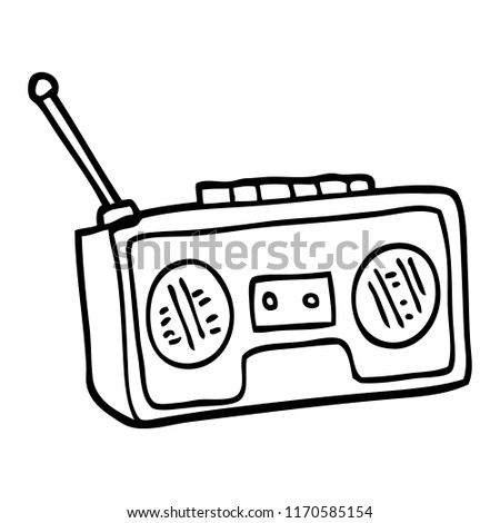 Black White Cartoon Radio Player Stock Vector (Royalty Free) 1170585154 ...