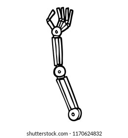 black and white cartoon robotic arm