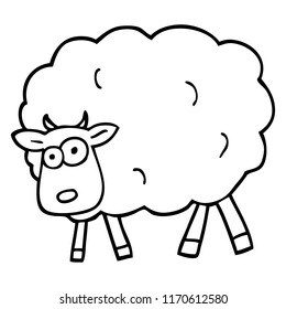 black and white cartoon sheep