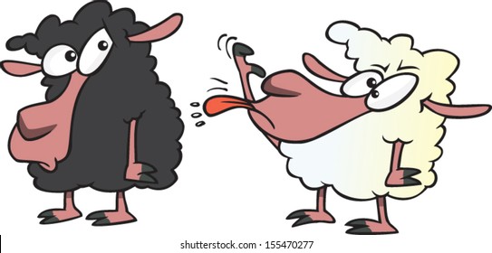 Black and white cartoon sheep