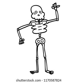 esqueleto de desenho animado preto e branco