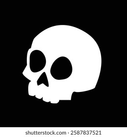  black and white cartoon skull icon vector