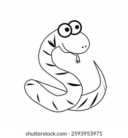 black and white cartoon snake image