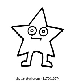 black and white cartoon star character