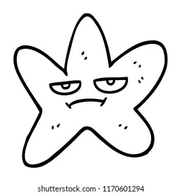black and white cartoon star fish