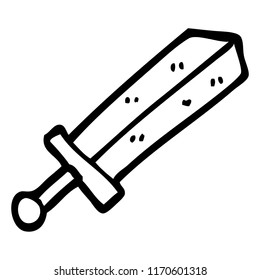black and white cartoon sword