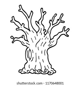 árbol de dibujos animados en blanco y negro