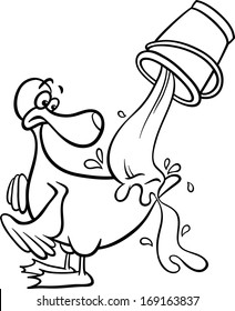 Black and White Cartoon Vector Concept Illustration of Water Off A Ducks Back Saying for Coloring Book