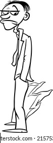 Black and White Cartoon Vector Humor Concept Illustration of Pants on Fire Saying or Proverb for Coloring Book