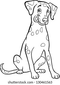 Black and White Cartoon Vector Illustration of Cute Dalmatian Purebred Dog for Coloring Book