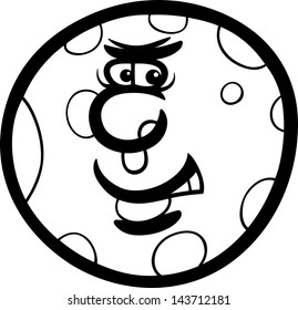 Black and White Cartoon Vector Illustration of Funny Mars Planet Comic Mascot Character for Children to Coloring Book