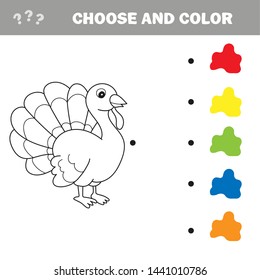 Black and White Cartoon Vector Illustration of Funny Turkey Farm Bird Animal for Coloring Book