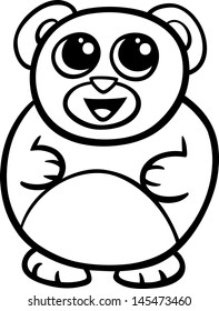 Black and White Cartoon Vector Illustration of Kawaii Style Cute Teddy Bear to Coloring Book
