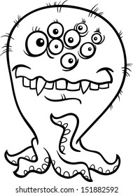 Black and White Cartoon Vector Illustration of Funny Monster or Fright or Bogie for Children for Coloring