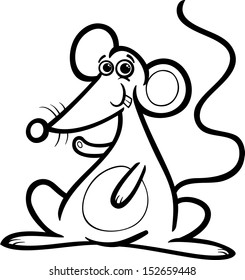 Black and White Cartoon Vector Illustration of Cute Mouse or Rat for Children to Coloring Book