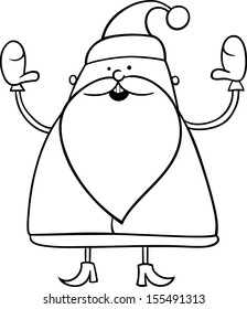 Black and White Cartoon Vector Illustration of Cute Santa Claus Christmas Character for Coloring Book