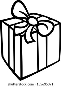 Black and White Cartoon Vector Illustration of Christmas or Birthday Present or Gift Object Clip Art for Coloring Book
