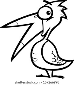Black and White Cartoon Vector Illustration of Cute Little Exotic Bird for Coloring Book