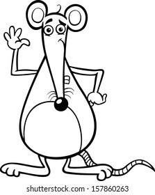 Black and White Cartoon Vector Illustration of Cute Mouse or Rat Rodent for Coloring Book
