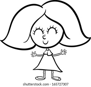 Black White Cartoon Vector Illustration Cute Stock Vector 165727307