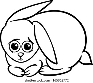 Black and White Cartoon Vector Illustration of Cute Little Baby Animal Rabbit or Bunny for Coloring Book
