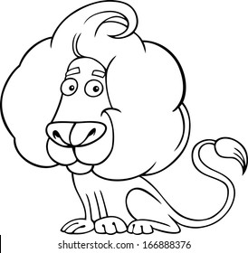 Black and White Cartoon Vector illustration of Zodiac Leo or Lion Wild Animal for Coloring Book