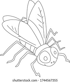 Black and White Cartoon Vector Illustration of Funny  Insect Character for Coloring Book