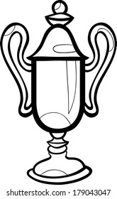 Black and White Cartoon Vector Illustration of Winner Cup Object Clip Art for Coloring Book
