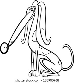 Black and White Cartoon Vector Illustration of Cute Spotted Dog Pet for Coloring Book