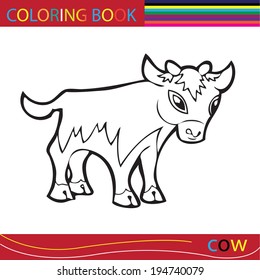 Black and White Cartoon Vector Illustration of Funny Cow Farm Animal for Coloring Book
