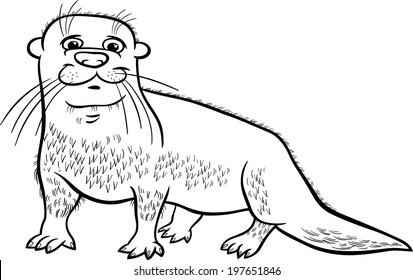 Black and White Cartoon Vector Illustration of Cute Otter Animal for Coloring Book